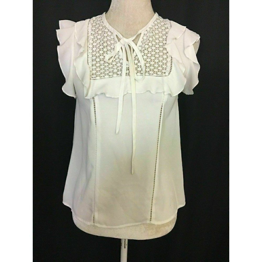 River Island Womens Solid White Lace Tank Top 6 Small
